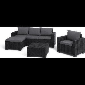 Tuinmeubelen - in geweven imitatie rotanhars - Allibert van KETER - 5 personen - Moorea - Grafietgrijs