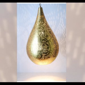 LM-Collection Ameera Hanglamp - Ø28x50cm - E27 - vintage Goud - Metaal - hanglampen eetkamer, hanglamp zwart, hanglampen woonkamer, hanglamp slaapkamer, hanglamp kinderkamer, hanglamp rotan, hanglamp hout, hanglamp industrieel