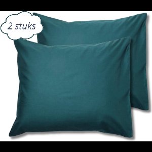 Droomtextiel Kussenslopen 60x70 cm Petrol Set Van 2 Stuks - Hotelkwaliteit - 100% Hoogwaardige Katoen