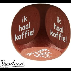 Dobbelstenen spel - Jij haalt koffie/Ik haal koffie - Houten Dobbelsteen - Bruin - 2.4 cm