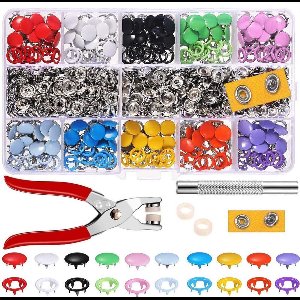 MMOBIEL 200x 4 verschillende Kleuren metalen druk Knopen Set  incl Gaten Tang voor Leer