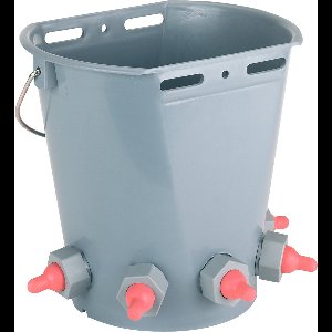 Lambar 2-zijdige Drinkemmer - 8 L - Inclusief 5 spenen - Voor Lammeren - Korte Spenen - Grijs