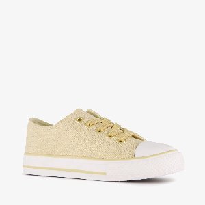Meisjes gympen met glitters goudkleurig - Maat 29