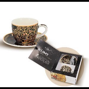 Carmani - Tree of Life Kop en Schotel - Koffiekopjes met Schoteltje - Koffiekopjes met Oor - Kopjes Set - Porselein - Cadeau Idee - 240ml