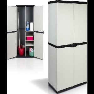 White-Label® Tuinkast - Tuinkist - Tuinkasten voor Buiten - Tuinberging - Kunststof - 90x40x165cm - Grijs