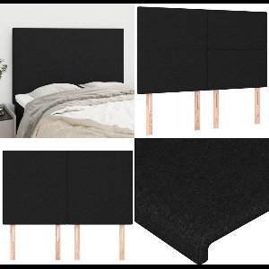 vidaXL Hoofdborden 4 st 72x5x78/88 cm stof zwart - Hoofdbord - Hoofdborden - Hoofdeinde - Houten Hoofdbord