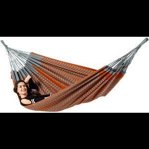 Luilak 2 persoons hangmat - 100% Katoen - 350x160cm - 160kg draagkracht - binnen & buiten - Bruin, Grijs