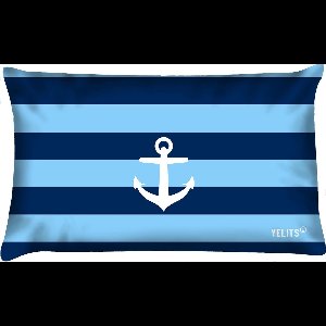 Sierkussen - Buitenkussen Bloed Waterafstotend Bootkussen Streep Anker Lichtblauw - Blauw - 60 Cm X 40 Cm