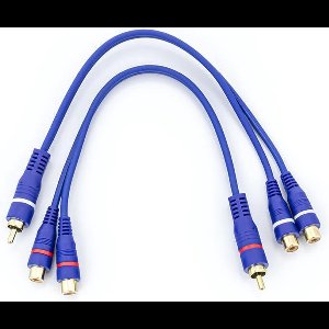 Tulp Splitter - RCA Splitter - Subwoofer Kabel - set van 2 kabels - 2x female 1x male - Kwaliteit Kabel - 2 x 20CM - Blauw (CL195-FFM)