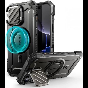 SUPCASE UB Pro MagXT Hoesje Geschikt voor Apple iPhone 16 Pro - Back Cover met Camera Protector Kickstand - Compatibel met MagSafe - Extra Camera Bescherming - Zwart