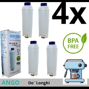 4 x ANGO waterfilter voor Delonghi koffiemachine. Vervanging voor DeLonghi DLS C002 / SER 3017.