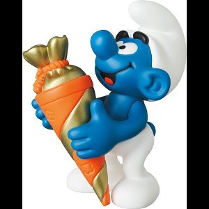 Medicom en de Smurfen - Smurf met oranje snoepzak - Verzamelobject op blister - 8 cm