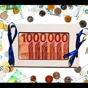 Geld Cadeaukaart 1.000.000 Euro - Onbedrukt - 14 varianten - MDF wit 3mm - Miljonair - cadeau sparen - geschenk envelop - cadeau envelop voor geld - persoonlijk cadeau - origineel cadeau - verjaardagskaart volwassenen - geldkaart