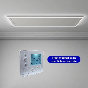 VH Infrarood paneel met LED verlichting - Hoog vermogen IR - Instelbare lichtkleur - Badkamer en woonkamer verwarming - LED dimbaar - 63 x 128 cm 840 watt - plafondmontage