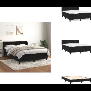 vidaXL Boxspring - Boxsprings - Bed - Slaapmeubel - Boxspring met matras fluweel zwart 140x200 cm