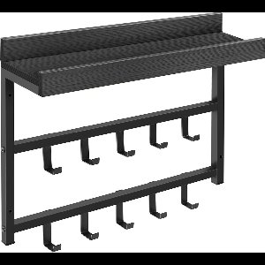 Wandkapstok Industrieel Zwart – Compacte Kapstok – 10 Haken – IN-HOMEXL Tridente – 60,5x15x45 cm