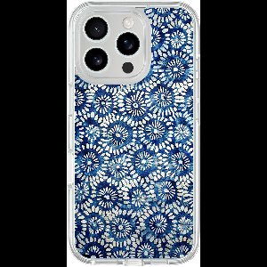 Hybride hoesje geschikt voor iPhone 16 Pro - Azure daisies - Extra bescherming - Luxe beschermhoes - TPU case - Transparant, Blauw - Mooie Telefoonhoesjes