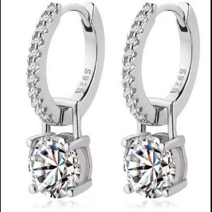 Selevie Oorhangers Zilver met Moissanite 1ct - Oorbellen - Earrings - Sterling silver - Luxe moissanite bezette oorbellen