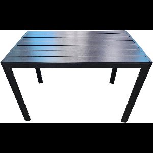 Tuintafel kunststof - 110cm - Zwart - Voor Balkon, Terras en Tuin - Aluminium frame - Rechthoek - Weerbestedng
