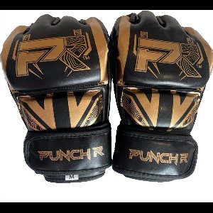 PunchR™ Electric MMA Handschoenen 4 OZ PU Zwart Goud - S