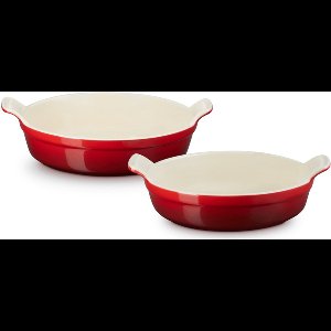 Le Creuset Ovenschaal Rond Set van 2 in Aardewerk Kersenrood