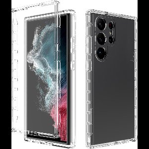 Podec 2-in-1 Hoesje met Screenprotector Geschikt voor Samsung Galaxy S23 Ultra Doorzichtig Telefoonhoesje - Anti-Shock Case Cover