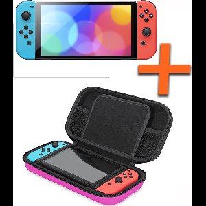Hoesje Geschikt voor Nintendo Switch Hoes Bescherm Case Hardcover Met Screenprotector - Hoes Geschikt voor Nintendo Switch Case - Roze