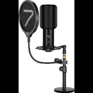 7RYMS AU01-K2 USB Microfoon Kit met tafelstandaard - Inclusief plopkap en pop filter - Voor gaming/streaming/podcasting/studio - Zwart