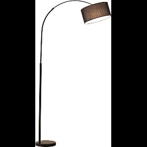 Gebogen vloerlamp - Zwart - linnen Kap - Verstelbare hoogte - Incl Lichtbron