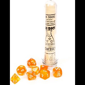 Chessex Borealis Polyhedral Blood Orange/White Luminary Dobbelsteen Set (7 stuks)