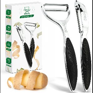 Bikolo® Dunschiller Set – Dunschillers - Dunschiller Aardappel - Aardappelschiller - Roestvrij Staal Mes - Met Aardappeloog Verwijderaar