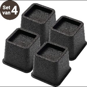 JustValue Meubelverhoger Set - Stoelverhogers - Bedklossen - Tafelverhoger - Tafelpoot - Verhoogt met 8 cm - Max. 600 kg - Zwart