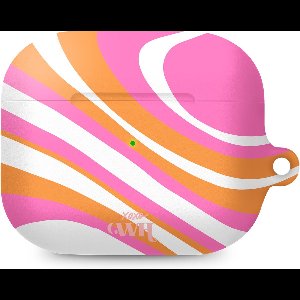 xoxo Wildhearts hoesje geschikt voor AirPods Pro 2 - Chasing Sunsets - Matte - Ook als telefoonhoesje verkrijgbaar - schokbestendige case - koptelefoon hoesje - Mat - Beschermhoes met golvende print - golven - Beige - Oranje - Roze