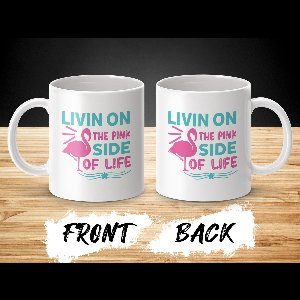 Flamingo Mok, Livin' on the Pink Side of Life, Zomerse Mok, Cadeau voor Haar, Vrolijke Mok, Koffiemok, Thee Mok, Flamingo Decor