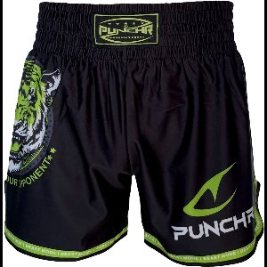 PunchR™ Dominate Tiger Muay Thai Fight Short Zwart Groen - XL