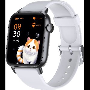 SAMTECH Smartwatch - Heren & Dames – horloge – met HD Touchscreen - Stappenteller, Calorie Teller, Slaap meter – Zwart Wit