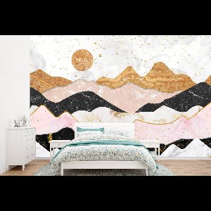 Behang - Fotobehang Marmer - Goud - Pastel - Breedte 525 cm x hoogte 350 cm