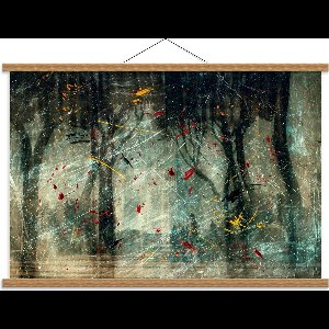 Schoolplaat – Verfstrepen voor Bos - 90x60cm Foto op Textielposter (Wanddecoratie op Schoolplaat)