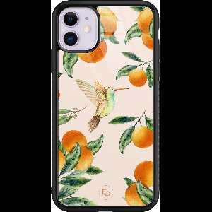Hoesje geschikt voor iPhone 11 - Tropical fruit - Luxe Hard Case - Bloemen - Oranje - ELLECHIQ