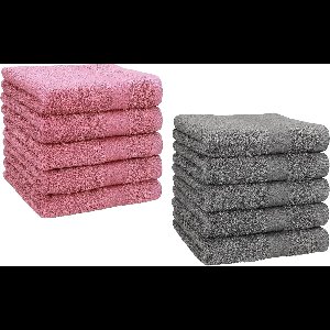 10 zeepdoekjes 100% katoen 30x30 cm - zacht en comfortabel, oudroze & antraciet