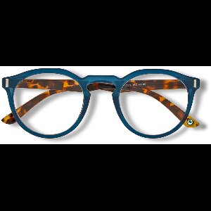 Ear2Ear leesbril Chester-06 Petrol blauw rond montuur bruine poot +2.00 incl. opbergpouch en verpakking