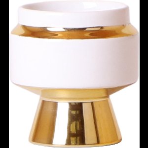 Kolibri Home | Le Chic bloempot - Witte keramieken sierpot met gouden details - Ø6cm