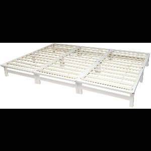 Homestyle4u Familiebed - 270x200 cm - Palletbed - Massief houten bed - Wit