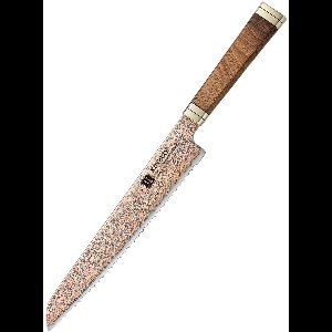 Xinzuo - Professioneel broodmes van Koper Damascus staal - 52 lagen rondom harde 12Cr18MoV kern - Handvat van Padauk Burl hout - X08C Retro Series