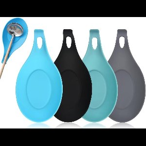 Inovra - Kooklepelhouders 4 stuks keramisch en siliconen - Keukengerei- en lepelhouder - Lepelplank voor de keuken thuis