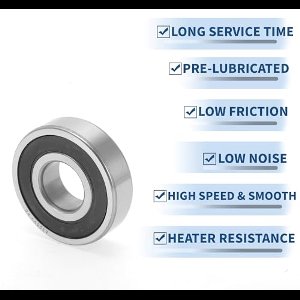 6305VV Deep Groove Ball Bearings P0 25x62x17mm Lubricated Bearings Double Rubber Seal Black Silver Tone Scooter Skateboard Wheel