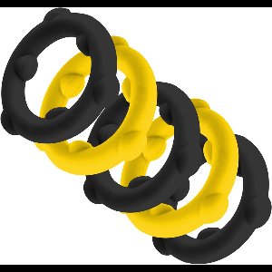 Oxballs - Gearheads - Spinner Cockringen Set - 5 stuks - Geel/Zwart