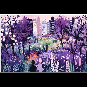 Poster 120x80 cm - Park - Bomen - Bloemen - Gebouwen - Posters - Kamer decoratie - Wanddecoratie woonkamer - Muurdecoratie slaapkamer