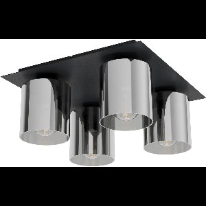 EGLO Gorosiba plafondlamp - E27(excl.) - 38cm - rookglas - Metaal - Zwart