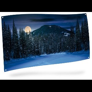 My Village | Achtergronddoek berglandschap nacht | 150x75cm